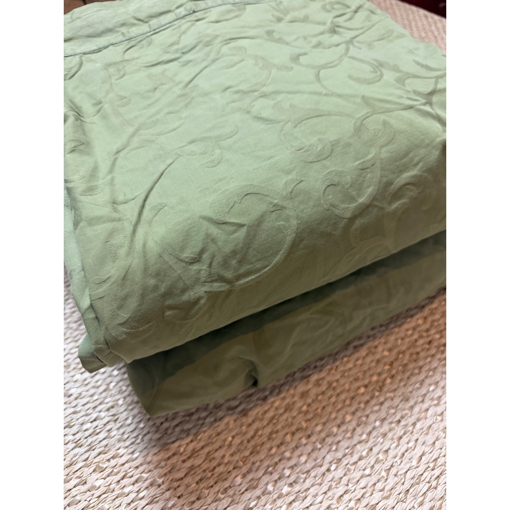 Cuddledown King sheet set Sage Green 100% Cotton Damask Scroll‎ Jacquard